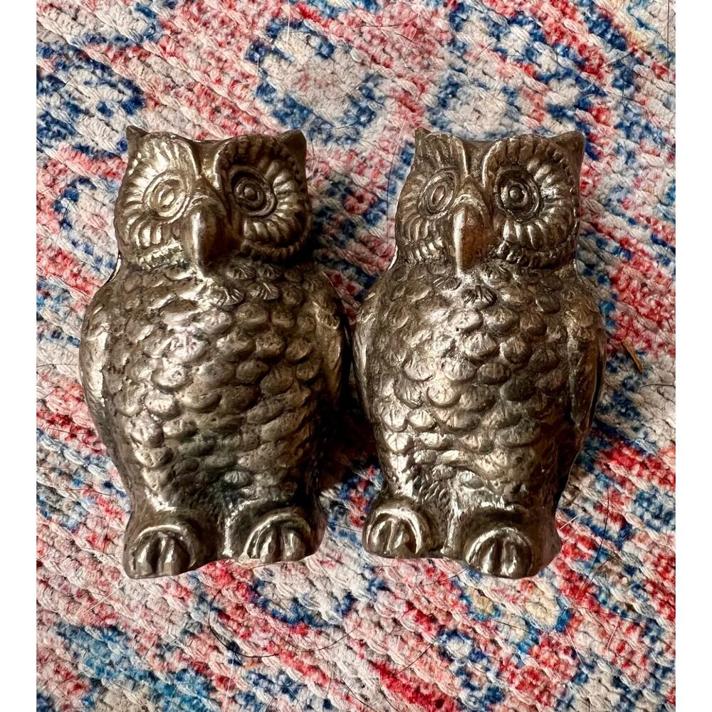 Vintage Brass Owl Salt & Pepper Shakers